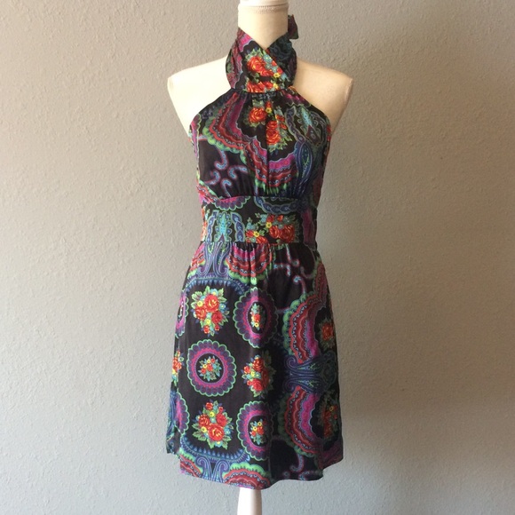Betsey Johnson Dresses & Skirts - Betsey Johnson Floral Silk Halter Dress, Size 8